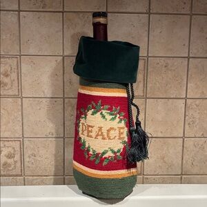 Needlepoint PEACE Wine Bottle Holder